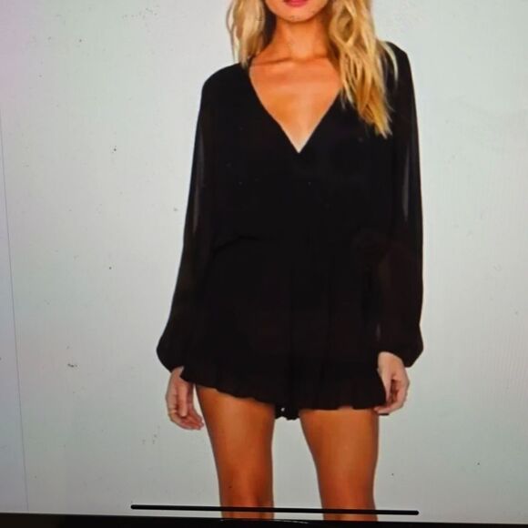 Show Me Your Mumu Black Tillie Tie Romper small - Picture 1 of 8